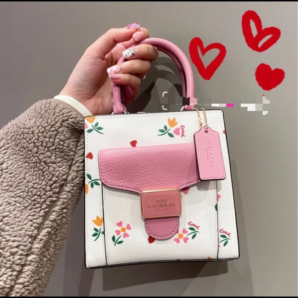 Coach Pink & White Floral Mini Crossbody Bag